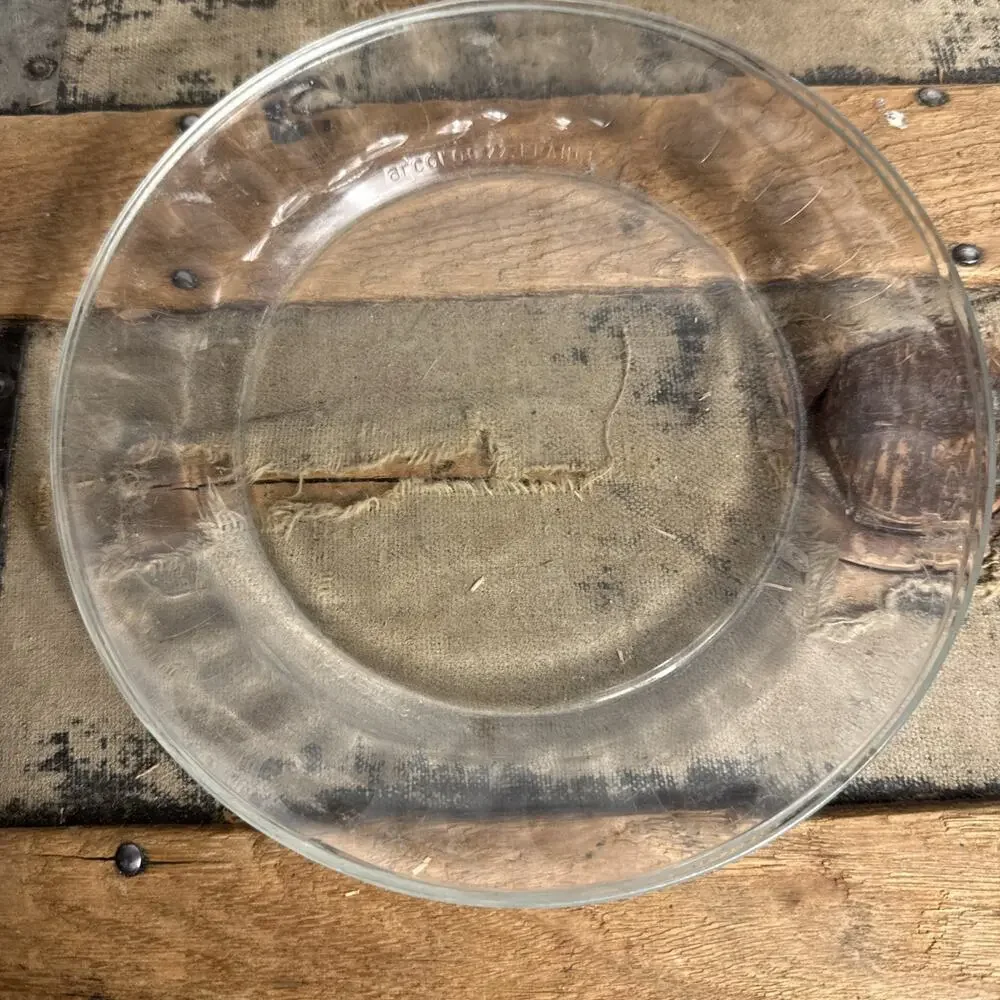 2 Vintage Arcoroc France Clear Glass Fluted Pie Dish 7.5” Wide
